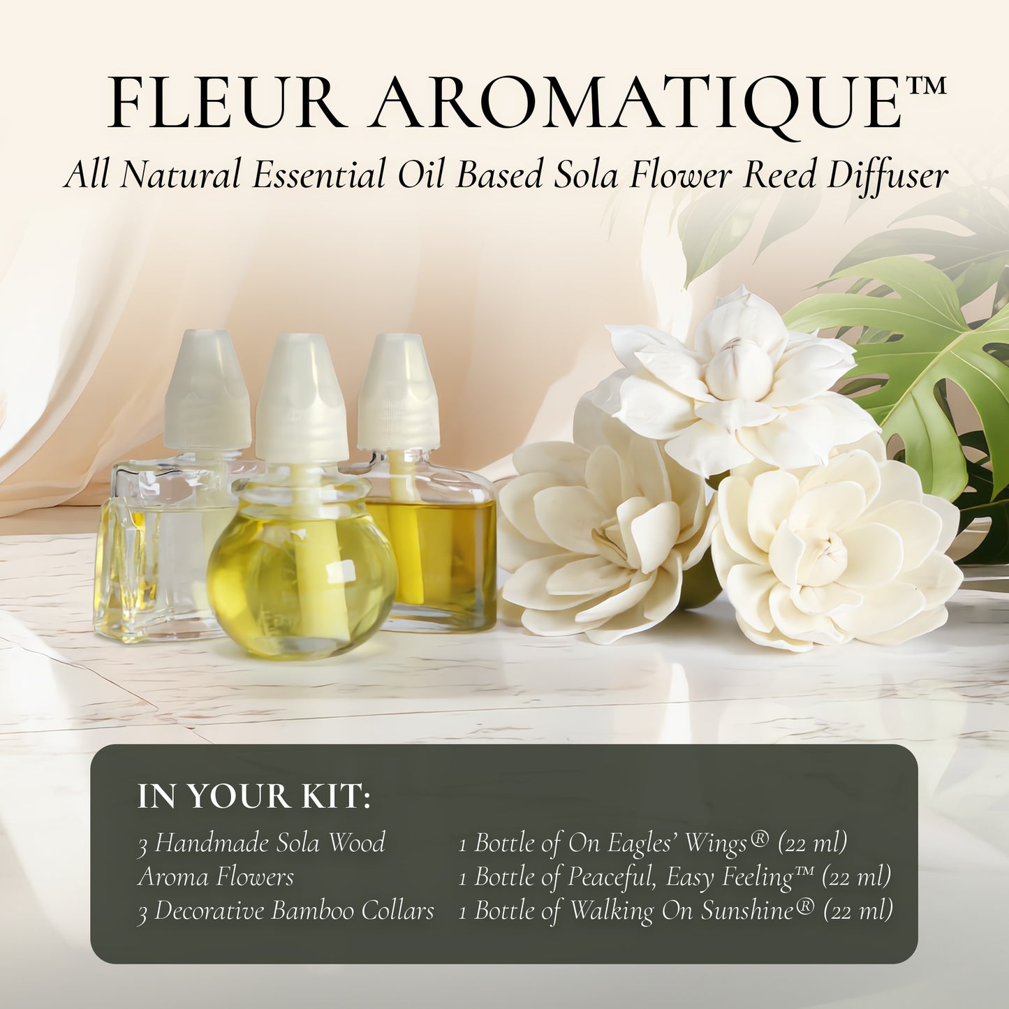Fleur Aromatique™ - All Natural Essential Oil Based Sola Flower Reed Diffuser